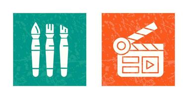 Brushes and Clapper Board Icon vector