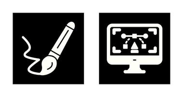 paint brush and desktop Icon vector