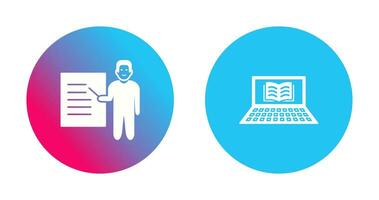 Online Books and Male Presenter Icon vector