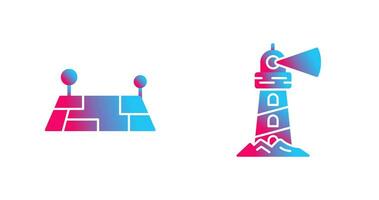 Pin Location and Lighthouse Icon vector
