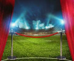fútbol americano estadio con perdido evento de VIP fútbol partido delimitado por barreras rojo cuerda línea foto