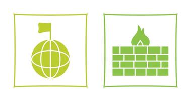 global signal and firewall Icon vector