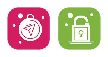 Compass and Open Lock Icon vector