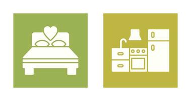 Bedroom and Kitchen Icon vector