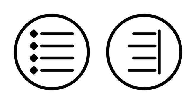 con viñetas lista y Derecha alinear icono vector