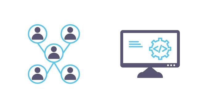 Company Network and Code Optimization Icon vector