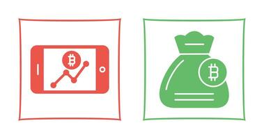 Line Chart and Money Bag Icon vector