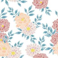 Hand Drawn Rose and Dahlia Flower Seamless Pattern vector