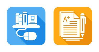 Digital Library and Essay Icon vector