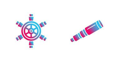 Ship Wheel and Binocular Icon vector