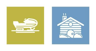 Snowmobile and Cabin Icon vector