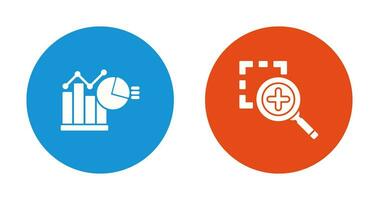 Bar Chat and Zoom In Icon vector