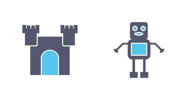 castillo y robot icono vector