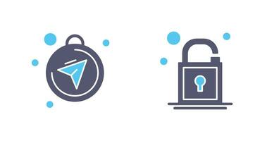 Compass and Open Lock Icon vector