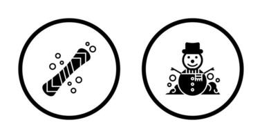 tabla de snowboard y monigote de nieve icono vector