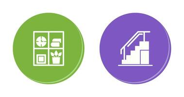 Bookshelf and Stairs Icon vector