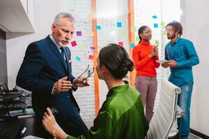 Business people that work together in office as teamwork and partnership photo