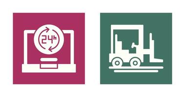 24 hours and forklift Icon vector