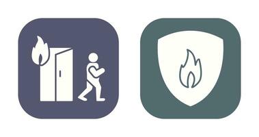 running from fire and fire shield  Icon vector