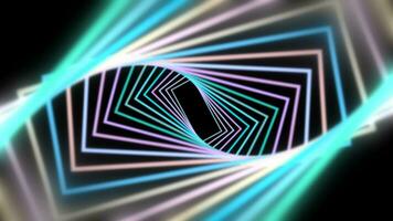 Rotating rectangles shapes as multicolor rectangle pattern background with rotating shapes and neon glow effect of neon lines with geometric shapes as glowing illuminated background motion for dynamic video