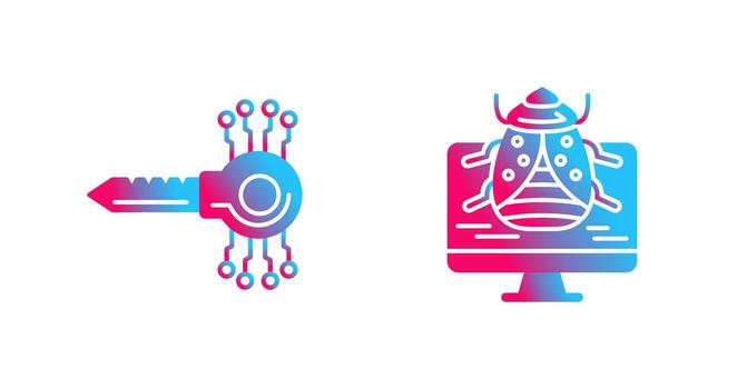 llave código y malware icono vector