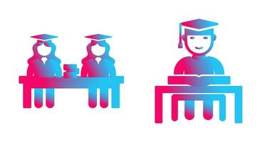 Combined Study and Studying on Desk Icon vector