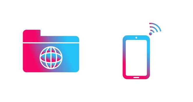 network folder and connected device Icon vector