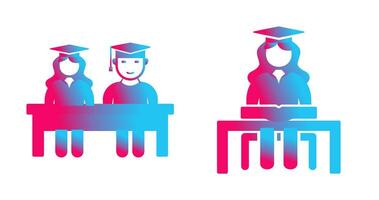 Students Sitting and Female Student Icon vector