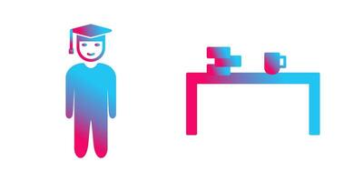 student standing and studying desk Icon vector