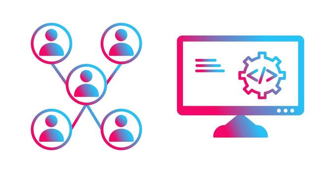 empresa red y código mejoramiento icono vector