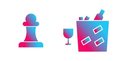 pawn and wine bottle in ice  Icon vector