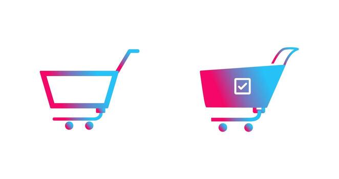 vacío carro y confirmar orden icono vector