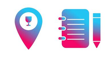 bar location and notepad Icon vector