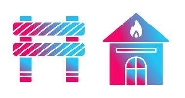 barrier and house on fire Icon vector