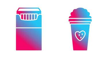 packet of cigarettes and stawberry milkshake Icon vector