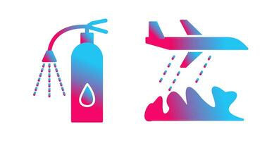 using extinguisher and firefighter plane  Icon vector