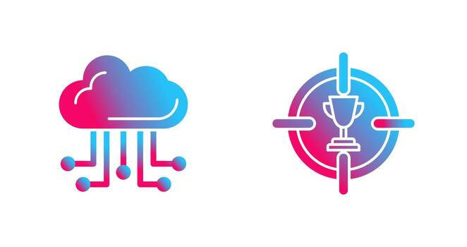 nube informática y objetivo icono vector
