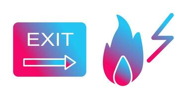 exit and electricity fire Icon vector