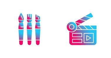 Brushes and Clapper Board Icon vector