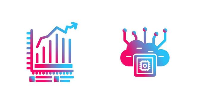 Bar Chart and Cloud Computing Icon vector