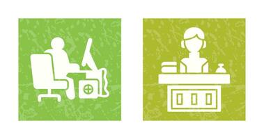 Computer Worker and Office Reception Icon vector