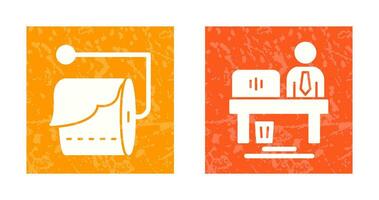 Tissue Roll and Worker Icon vector