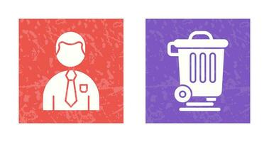 Employee and Dustbin Icon vector