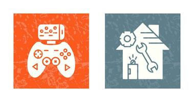 Game Controller and home repair Icon vector