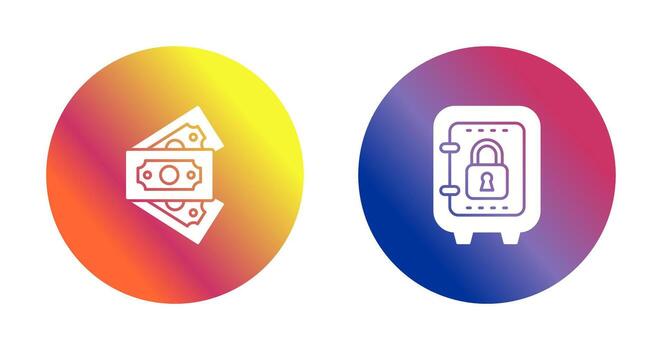 dinero y seguro caja icono vector