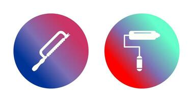 Hacksaw and Paint Roller Icon vector