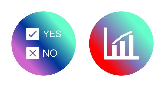 si No opción y Estadísticas icono vector