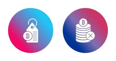 Not Accepted and Bitcoin Label Tag Icon vector