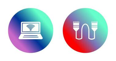 Connected Laptop and Internet Cable Icon vector