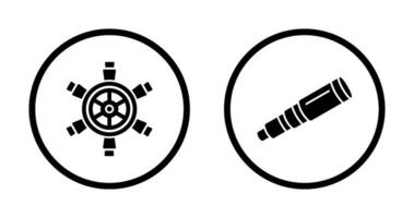 Ship Wheel and Binocular Icon vector